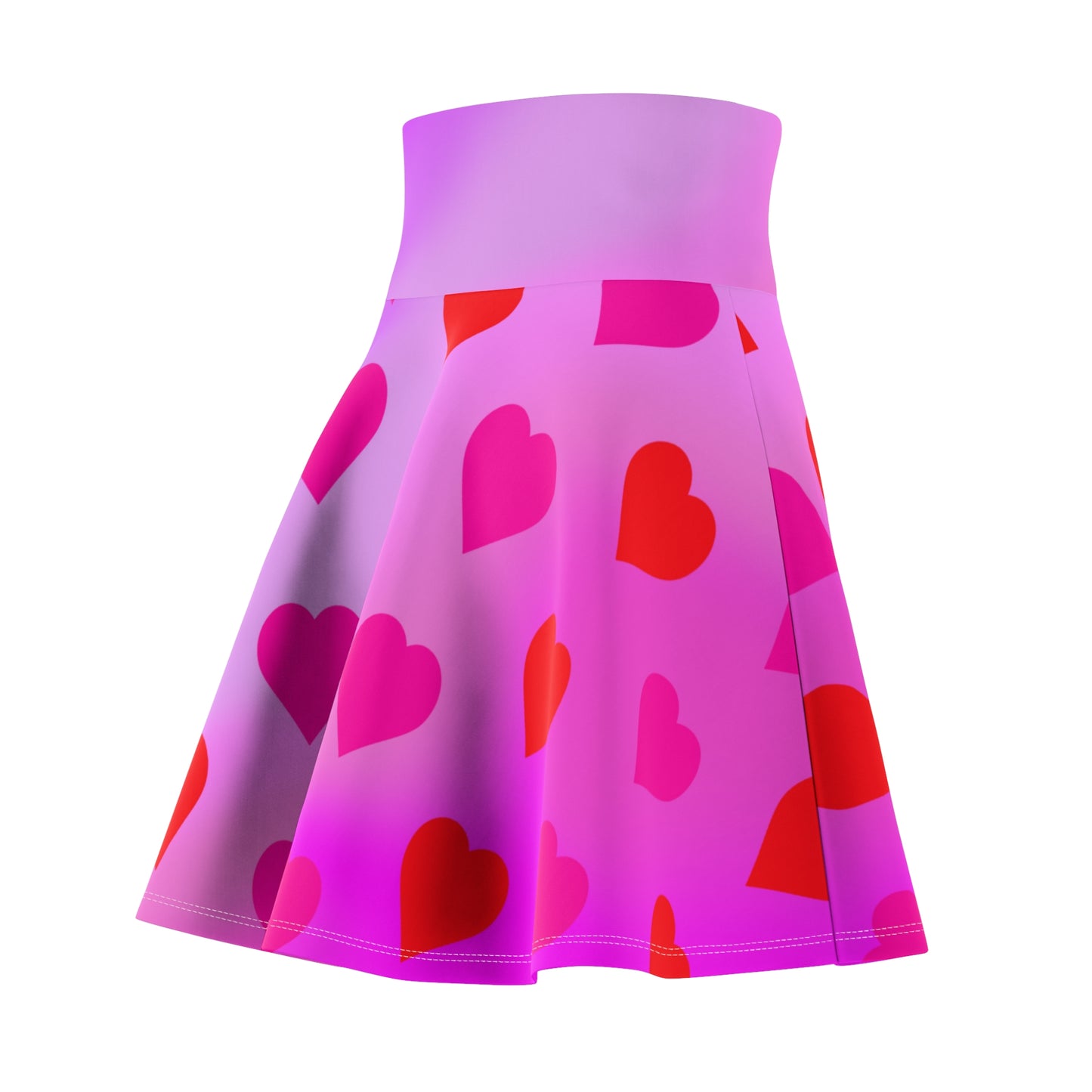Heart Design - Sweetheart Gradient Skater Valentine's Day Heart Design Pink Ombre Gradient Skater Skirt, Skater, Red Hearts Skirt Flared Mini Skirt, Gifts for Wife or Girlfriend - Printspirationz
