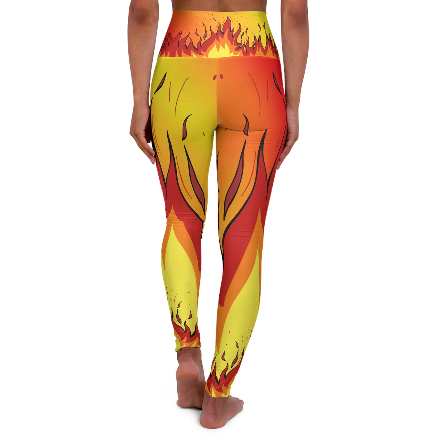 High Waist Leggings - Skinny Fit Yoga Pants - Fire Print - Printspirationz