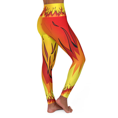 High Waist Leggings - Skinny Fit Yoga Pants - Fire Print - Printspirationz