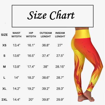 High Waist Leggings - Skinny Fit Yoga Pants - Fire Print - Printspirationz