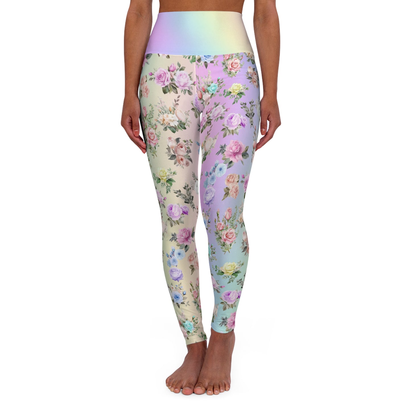 High Waist Leggings - Skinny Fit Yoga Pants - Floral Print - Printspirationz