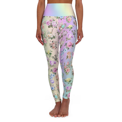 High Waist Leggings - Skinny Fit Yoga Pants - Floral Print - Printspirationz