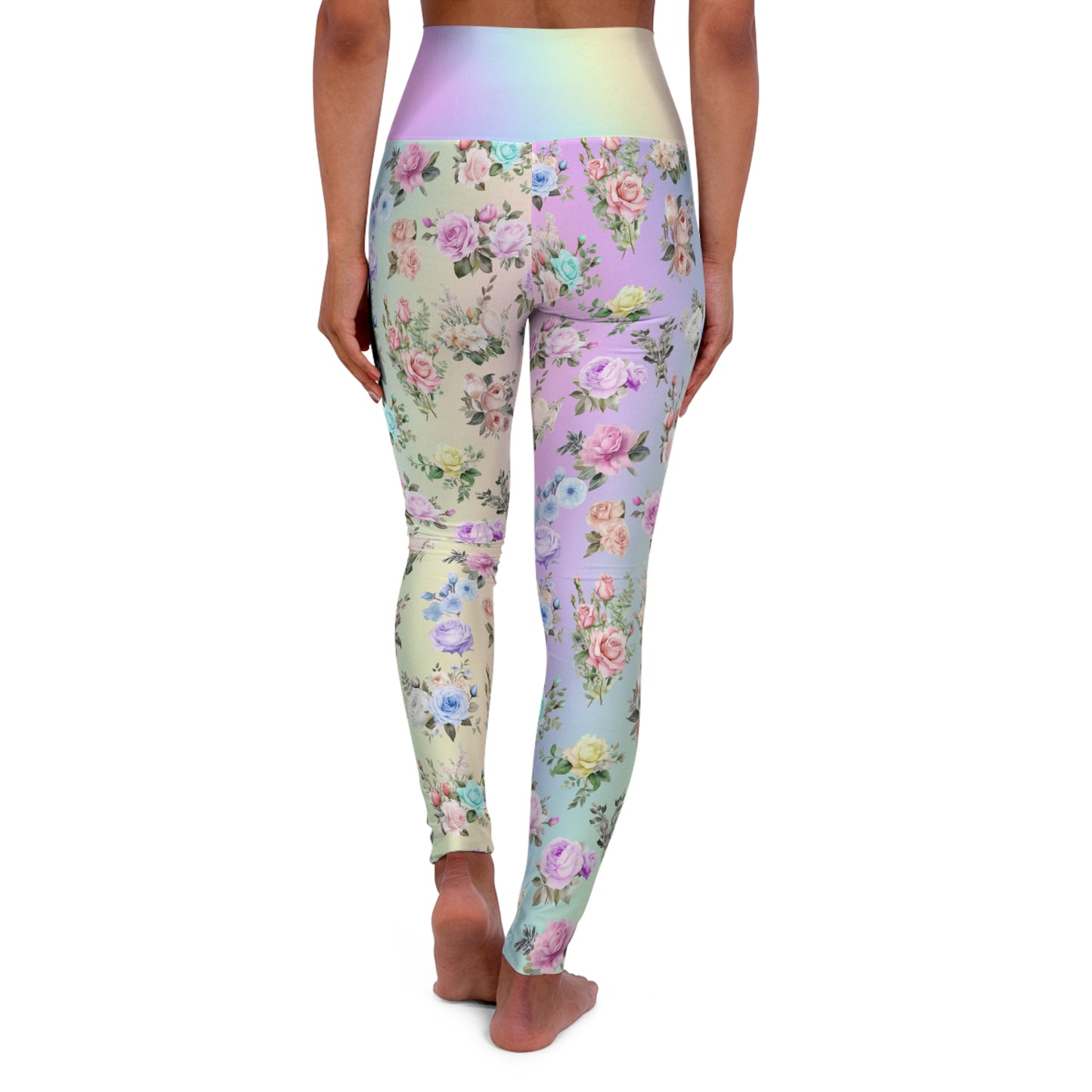 High Waist Leggings - Skinny Fit Yoga Pants - Floral Print - Printspirationz
