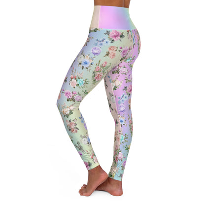 High Waist Leggings - Skinny Fit Yoga Pants - Floral Print - Printspirationz
