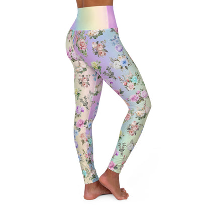 High Waist Leggings - Skinny Fit Yoga Pants - Floral Print - Printspirationz