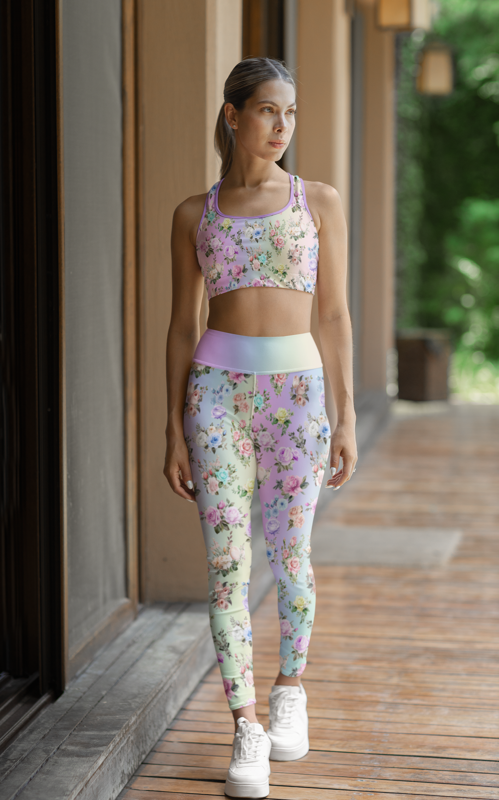High Waist Leggings - Skinny Fit Yoga Pants - Floral Print
