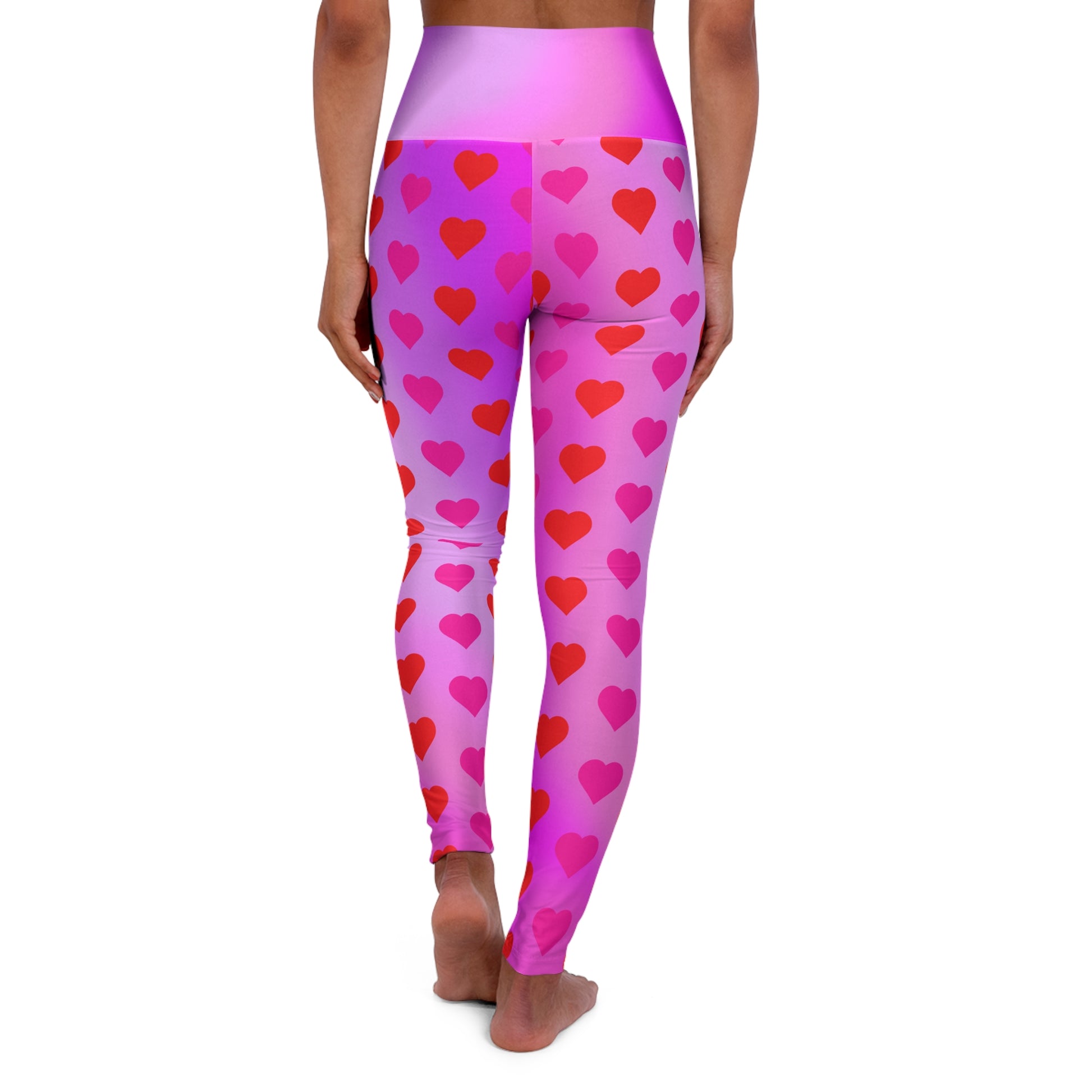 High Waist Leggings - Skinny Fit Yoga Pants - Heart Print - Printspirationz