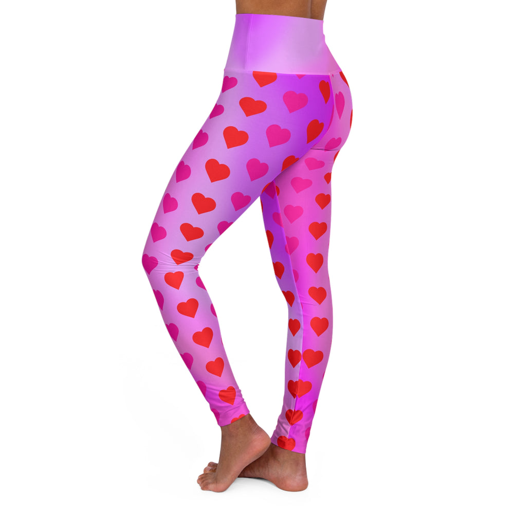 High Waist Leggings - Skinny Fit Yoga Pants - Heart Print