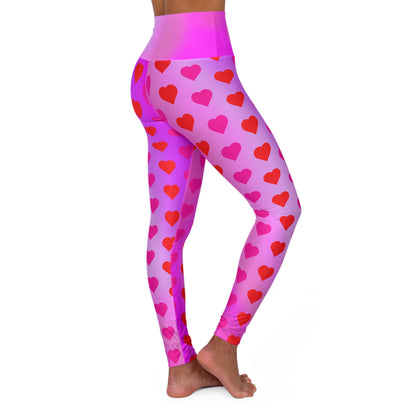 High Waist Leggings - Skinny Fit Yoga Pants - Heart Print - Printspirationz