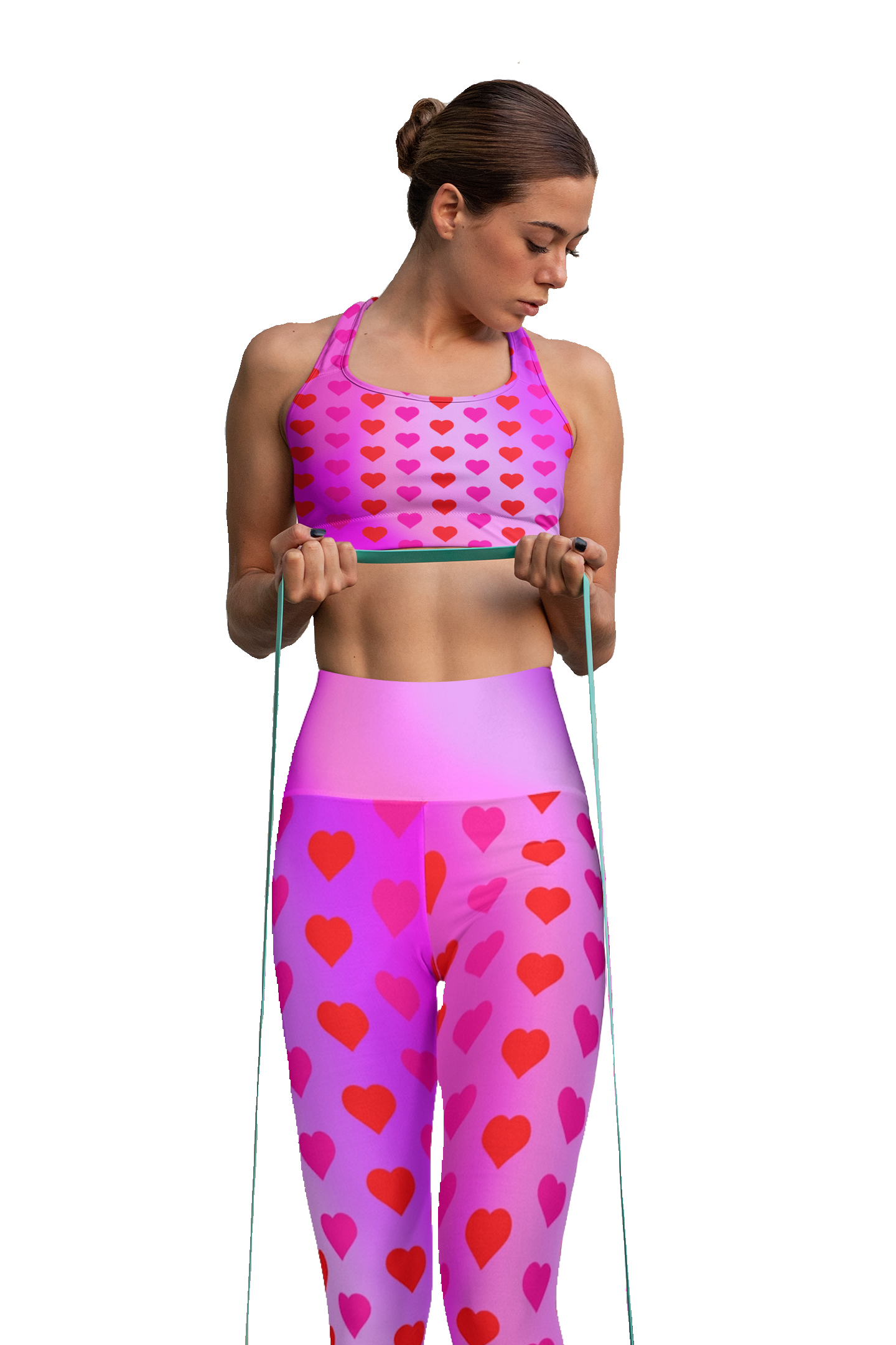 High Waist Leggings - Skinny Fit Yoga Pants - Heart Print - Printspirationz