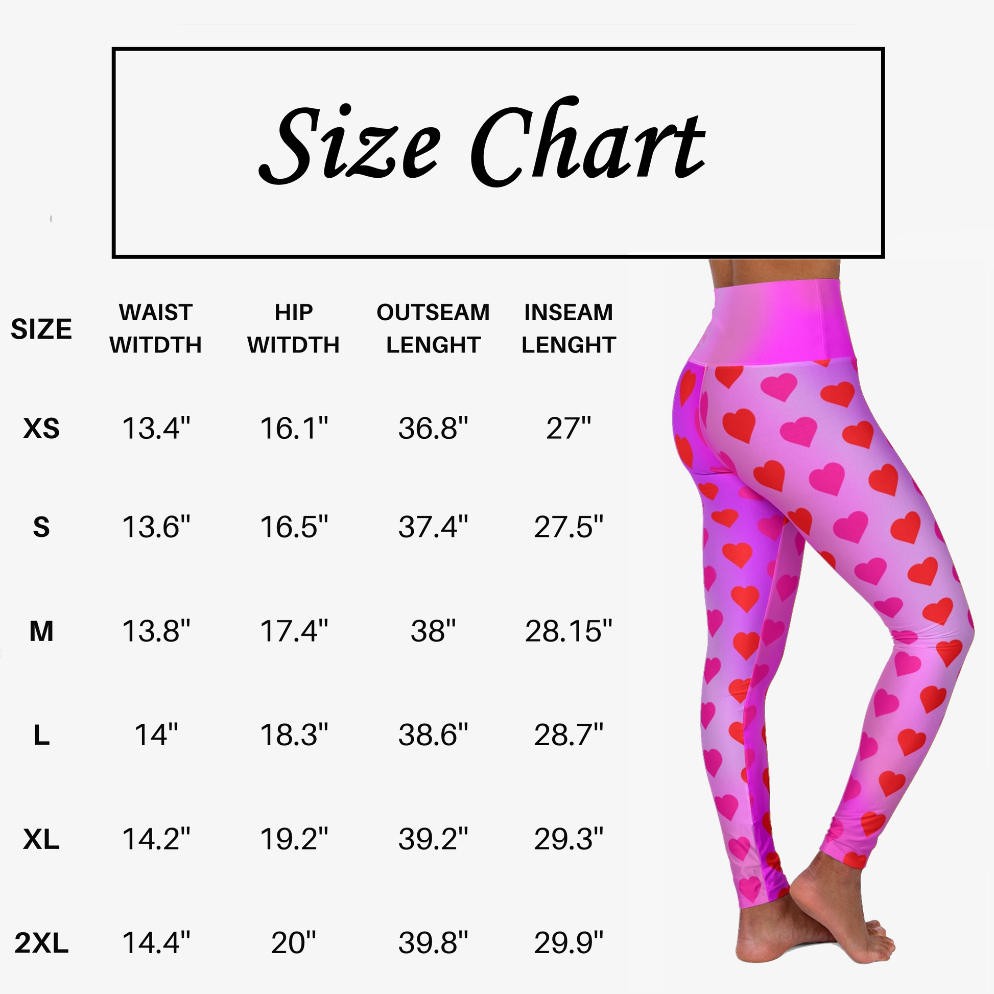 High Waist Leggings - Skinny Fit Yoga Pants - Heart Print - Printspirationz