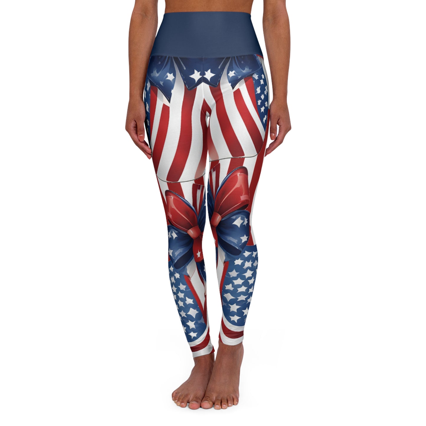 High Waist Stars and Stripes Leggings, Patriotic USA Independence Day Designs - Printspirationz