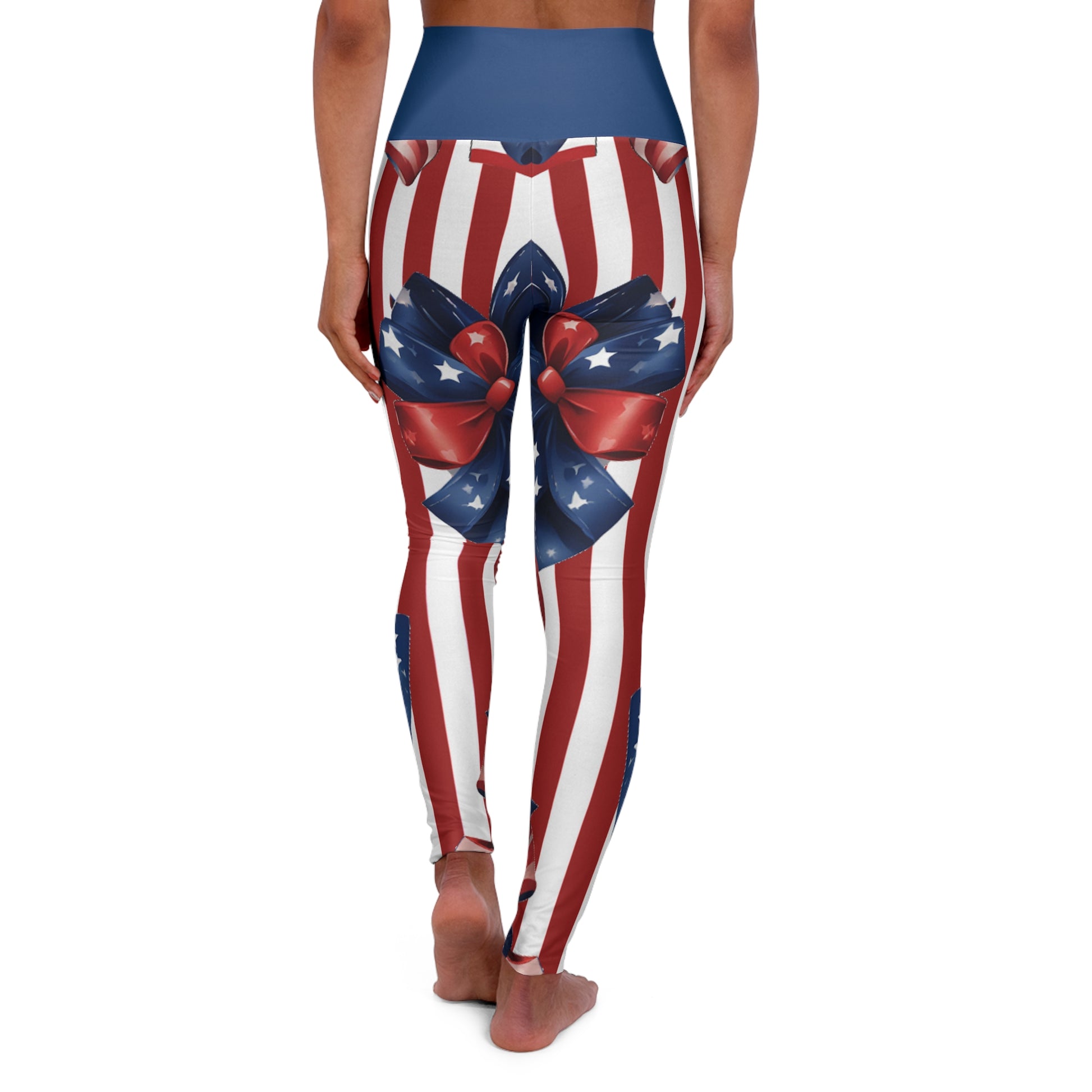 High Waist Stars and Stripes Leggings, Patriotic USA Independence Day Designs - Printspirationz