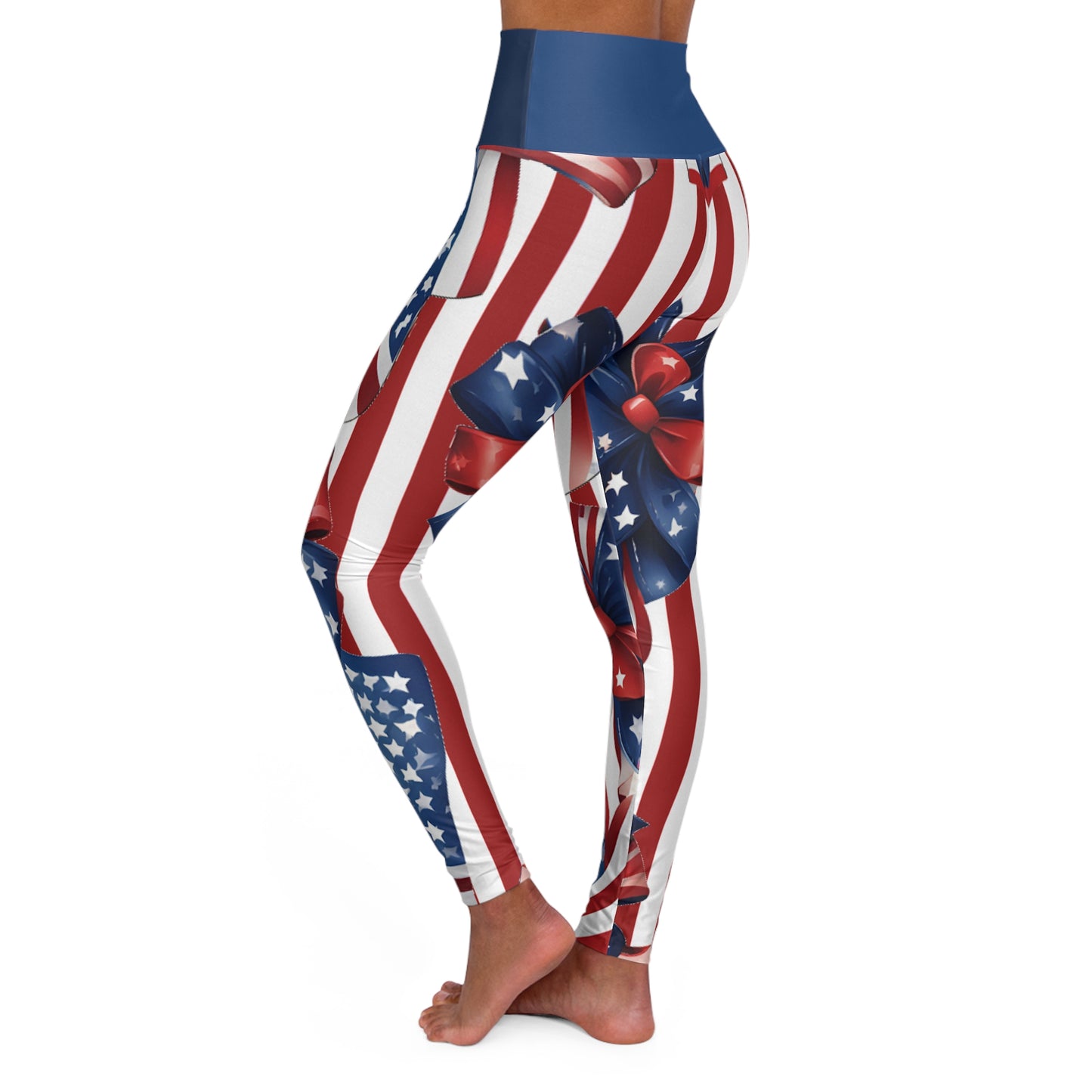 High Waist Stars and Stripes Leggings, Patriotic USA Independence Day Designs - Printspirationz