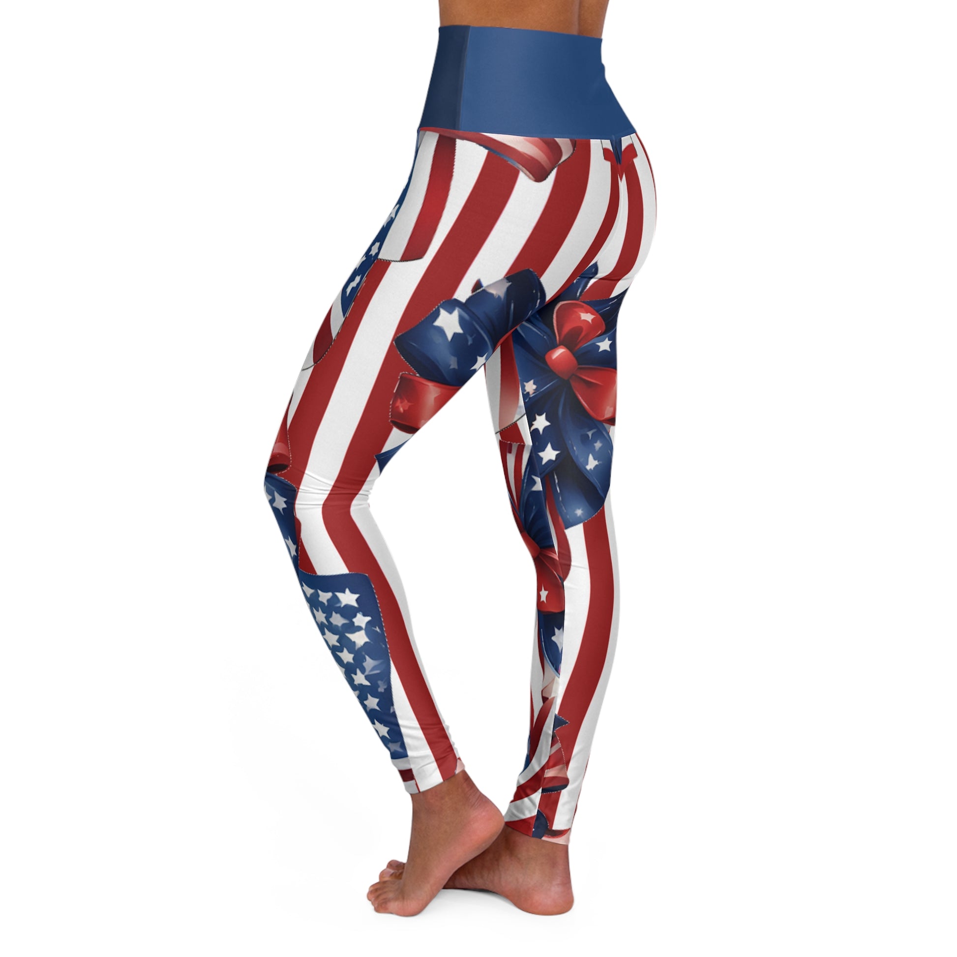 High Waist Stars and Stripes Leggings, Patriotic USA Independence Day Designs - Printspirationz