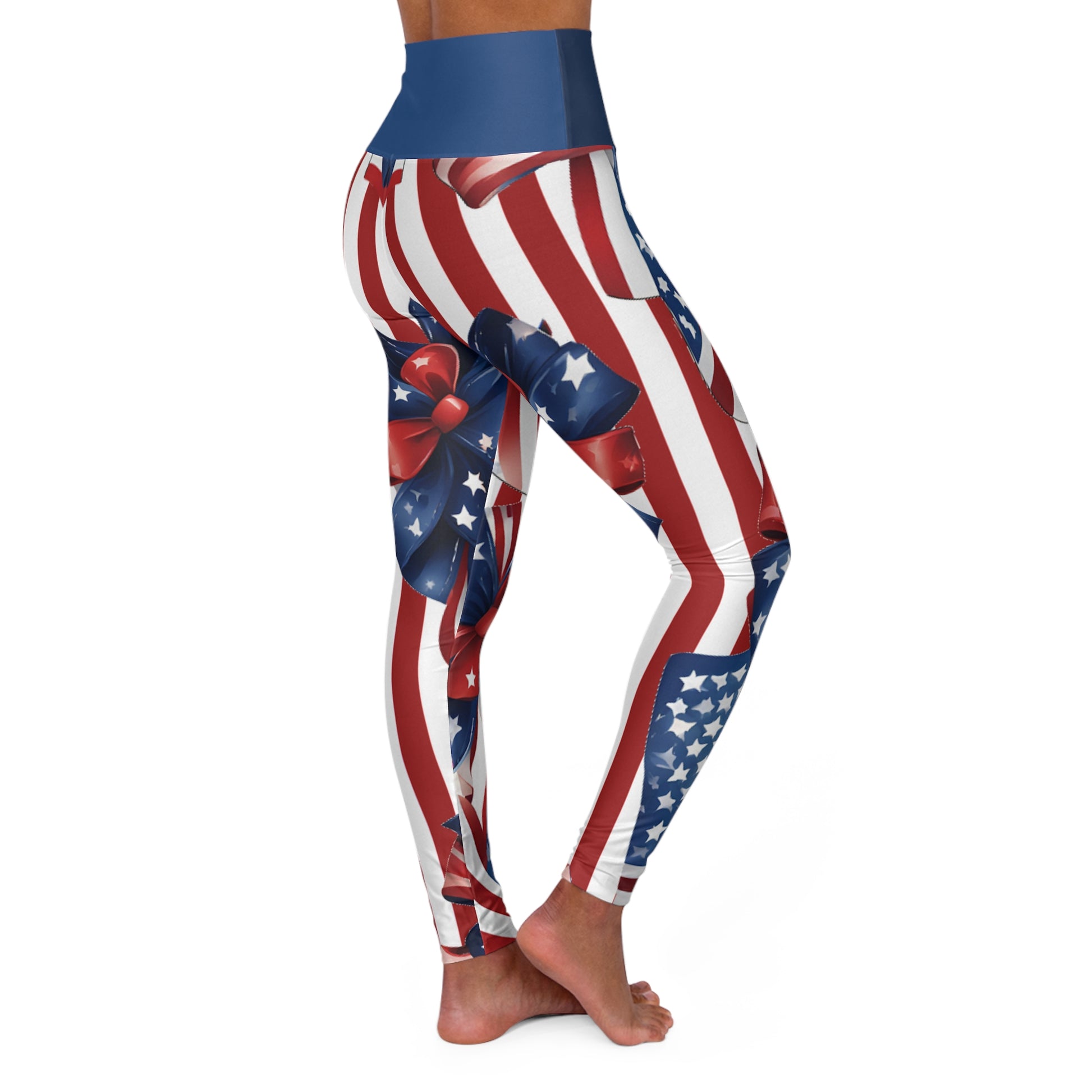 High Waist Stars and Stripes Leggings, Patriotic USA Independence Day Designs - Printspirationz