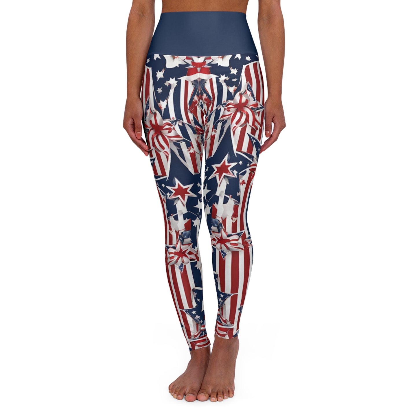 High Waist Stars and Stripes Leggings, Patriotic USA Independence Day Designs - Printspirationz
