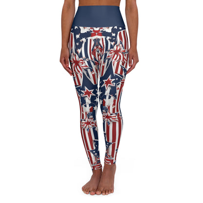 High Waist Stars and Stripes Leggings, Patriotic USA Independence Day Designs - Printspirationz