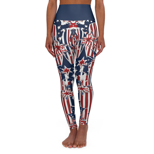 High Waist Stars and Stripes Leggings, Patriotic USA Independence Day Designs - Printspirationz