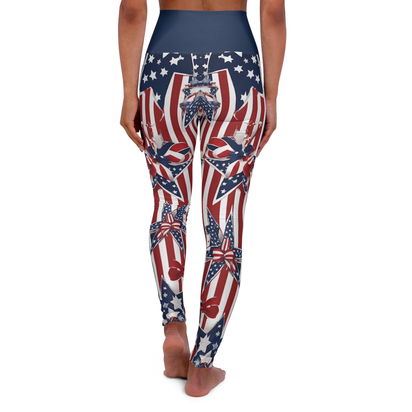 High Waist Stars and Stripes Leggings, Patriotic USA Independence Day Designs - Printspirationz