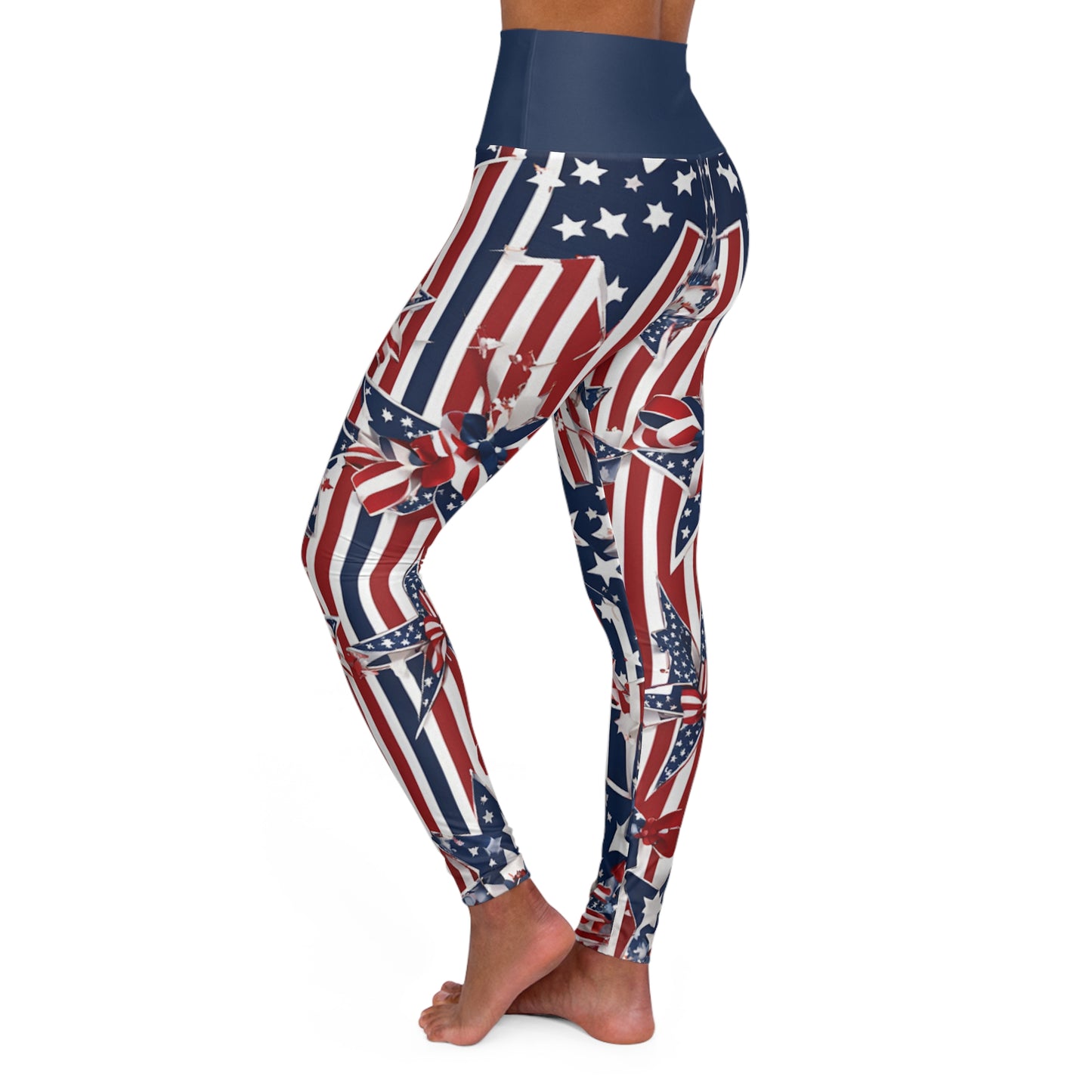 High Waist Stars and Stripes Leggings, Patriotic USA Independence Day Designs - Printspirationz