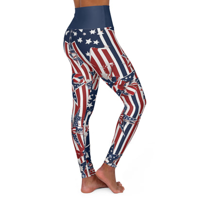 High Waist Stars and Stripes Leggings, Patriotic USA Independence Day Designs - Printspirationz