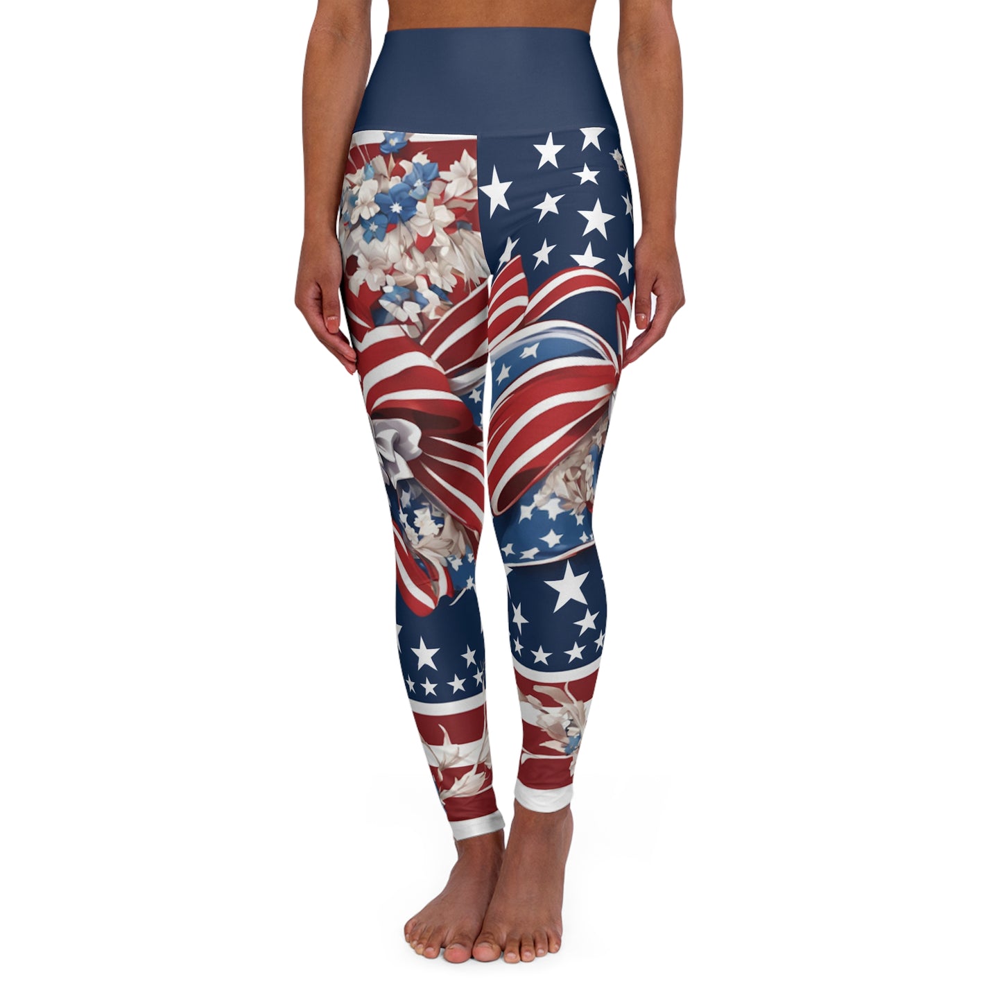 High Waist Stars and Stripes Leggings, Patriotic USA Independence Day Designs - Printspirationz