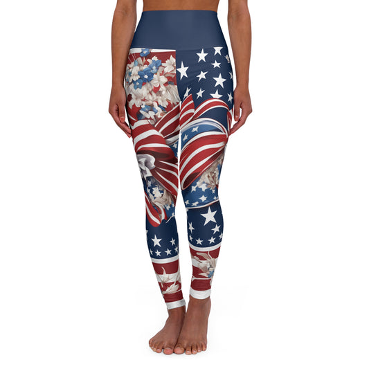 High Waist Stars and Stripes Leggings, Patriotic USA Independence Day Designs - Printspirationz