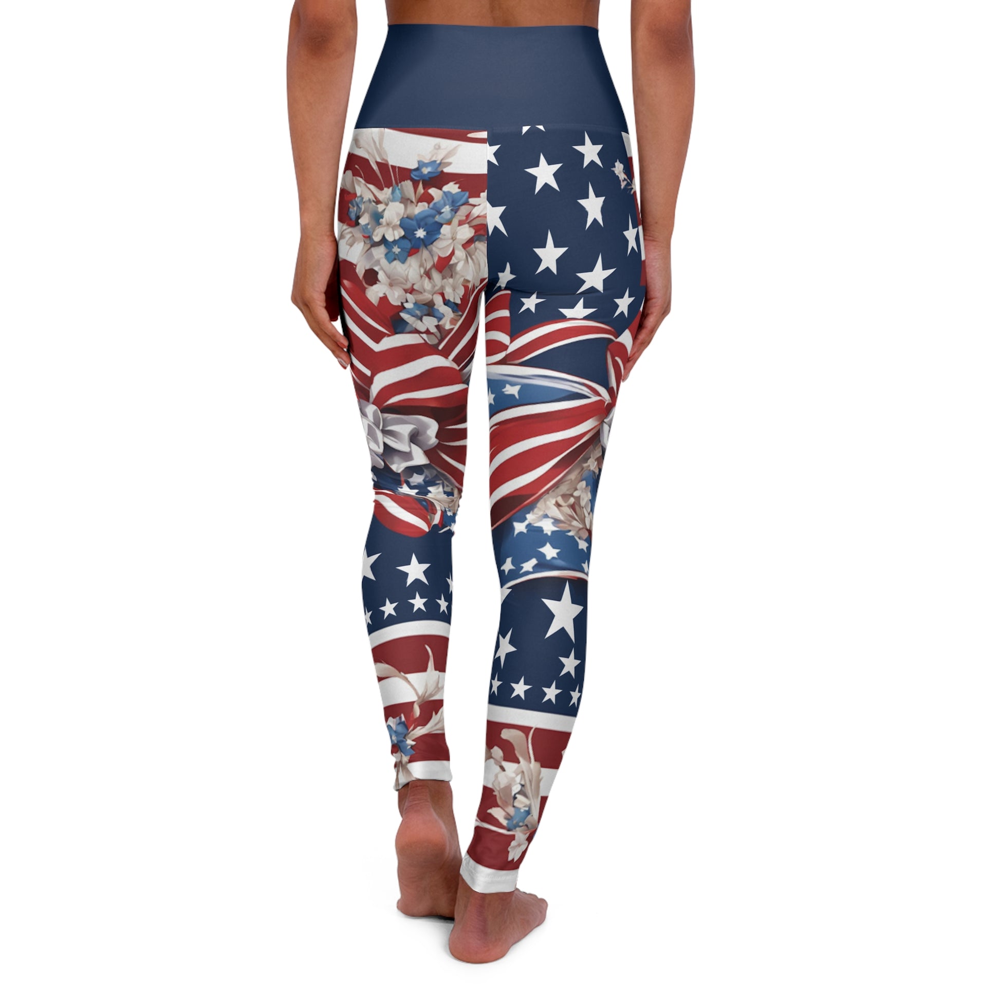 High Waist Stars and Stripes Leggings, Patriotic USA Independence Day Designs - Printspirationz