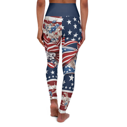 High Waist Stars and Stripes Leggings, Patriotic USA Independence Day Designs - Printspirationz