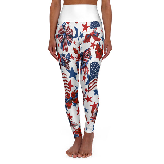 High Waist Stars and Stripes Leggings, Patriotic USA Independence Day Designs - Printspirationz
