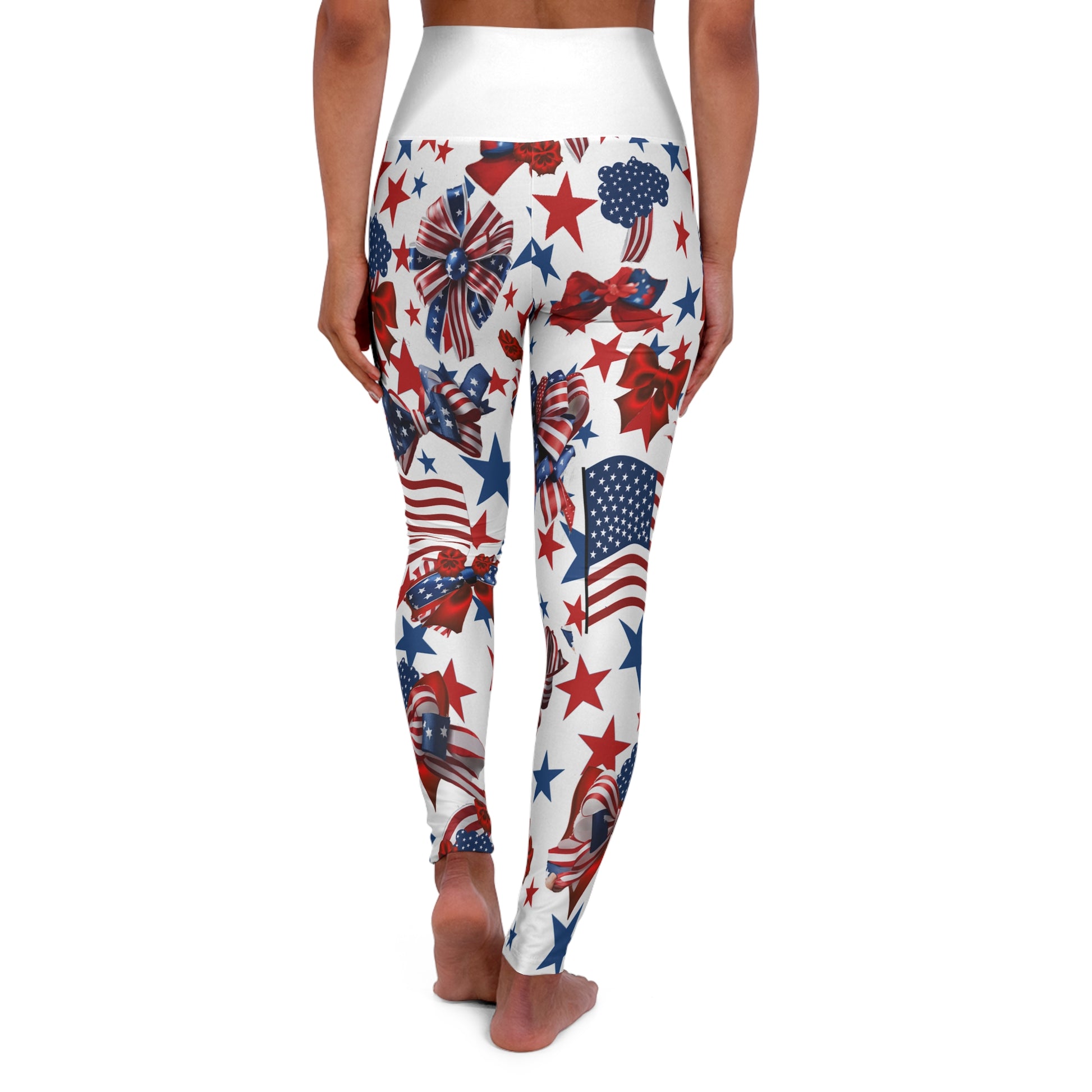 High Waist Stars and Stripes Leggings, Patriotic USA Independence Day Designs - Printspirationz