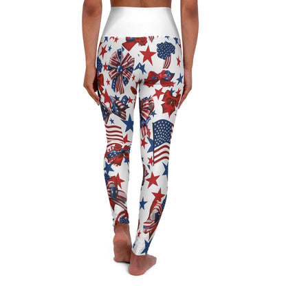 High Waist Stars and Stripes Leggings, Patriotic USA Independence Day Designs - Printspirationz