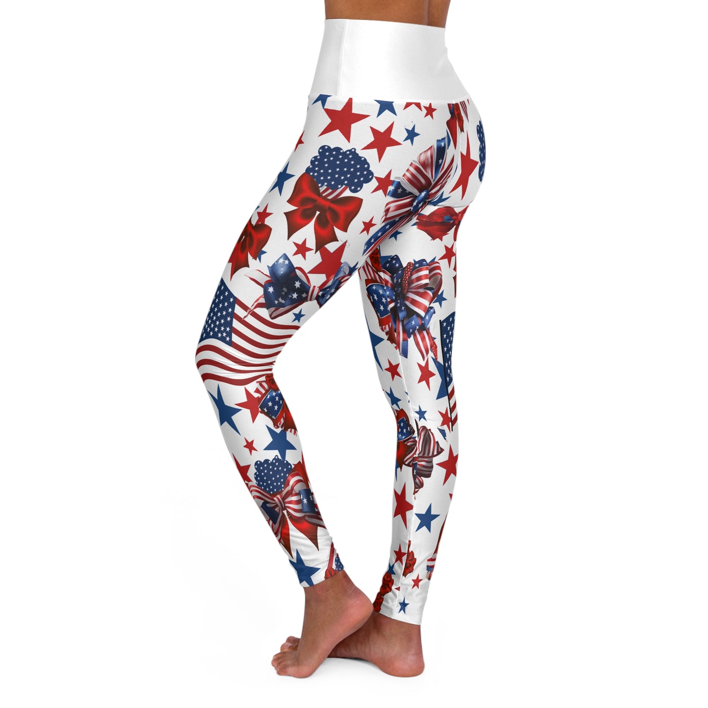 High Waist Stars and Stripes Leggings, Patriotic USA Independence Day Designs - Printspirationz