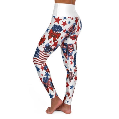 High Waist Stars and Stripes Leggings, Patriotic USA Independence Day Designs - Printspirationz