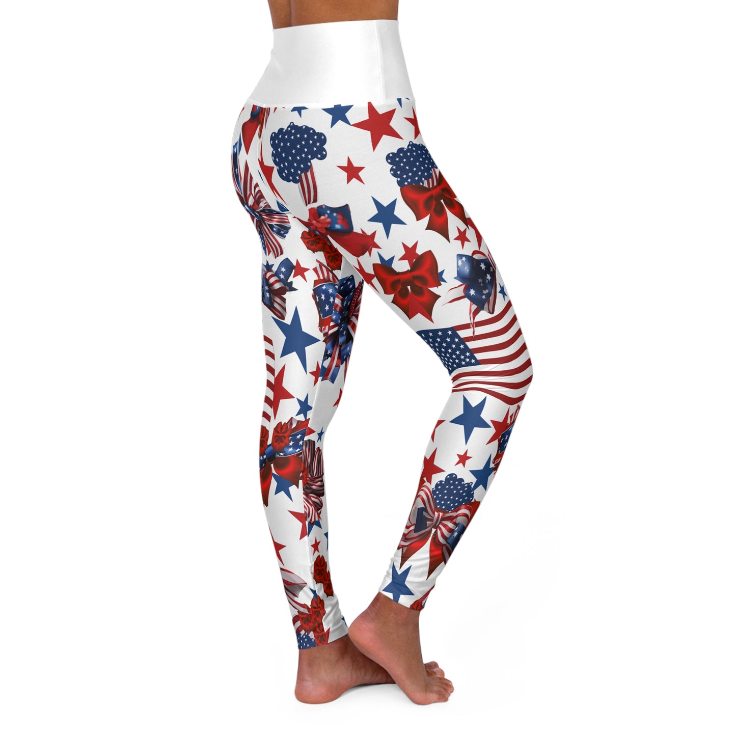 High Waist Stars and Stripes Leggings, Patriotic USA Independence Day Designs - Printspirationz