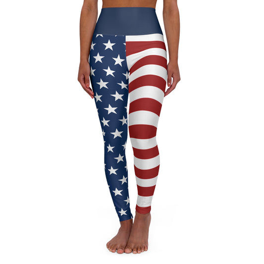 High Waist Stars and Stripes Leggings, Patriotic USA Independence Day Designs - Printspirationz