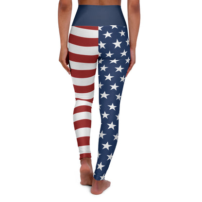 High Waist Stars and Stripes Leggings, Patriotic USA Independence Day Designs - Printspirationz