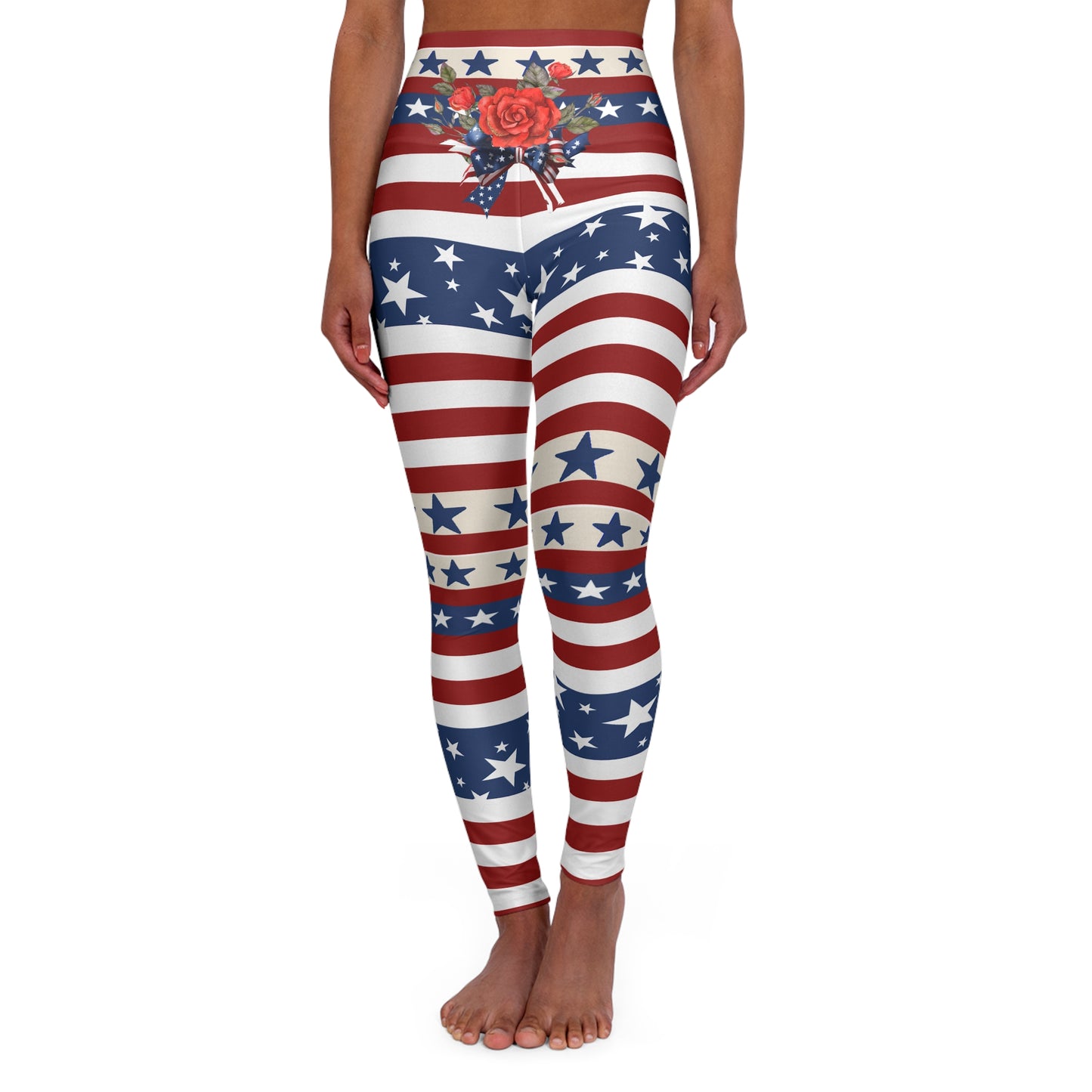 High Waist Stars and Stripes Leggings, Patriotic USA Independence Day Designs - Printspirationz