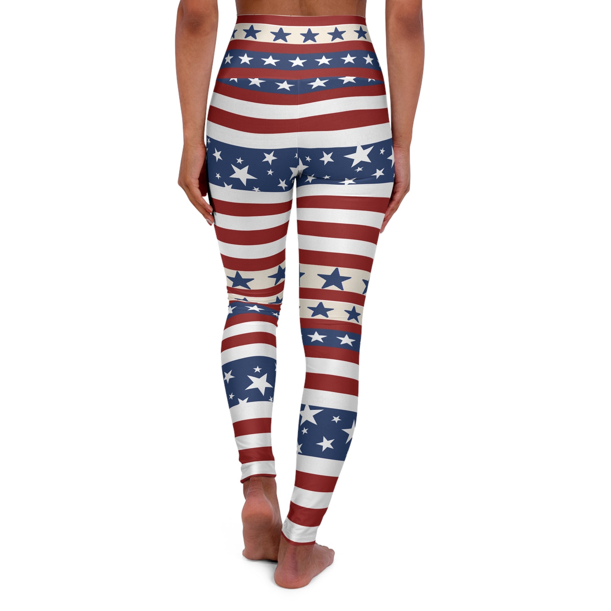 High Waist Stars and Stripes Leggings, Patriotic USA Independence Day Designs - Printspirationz
