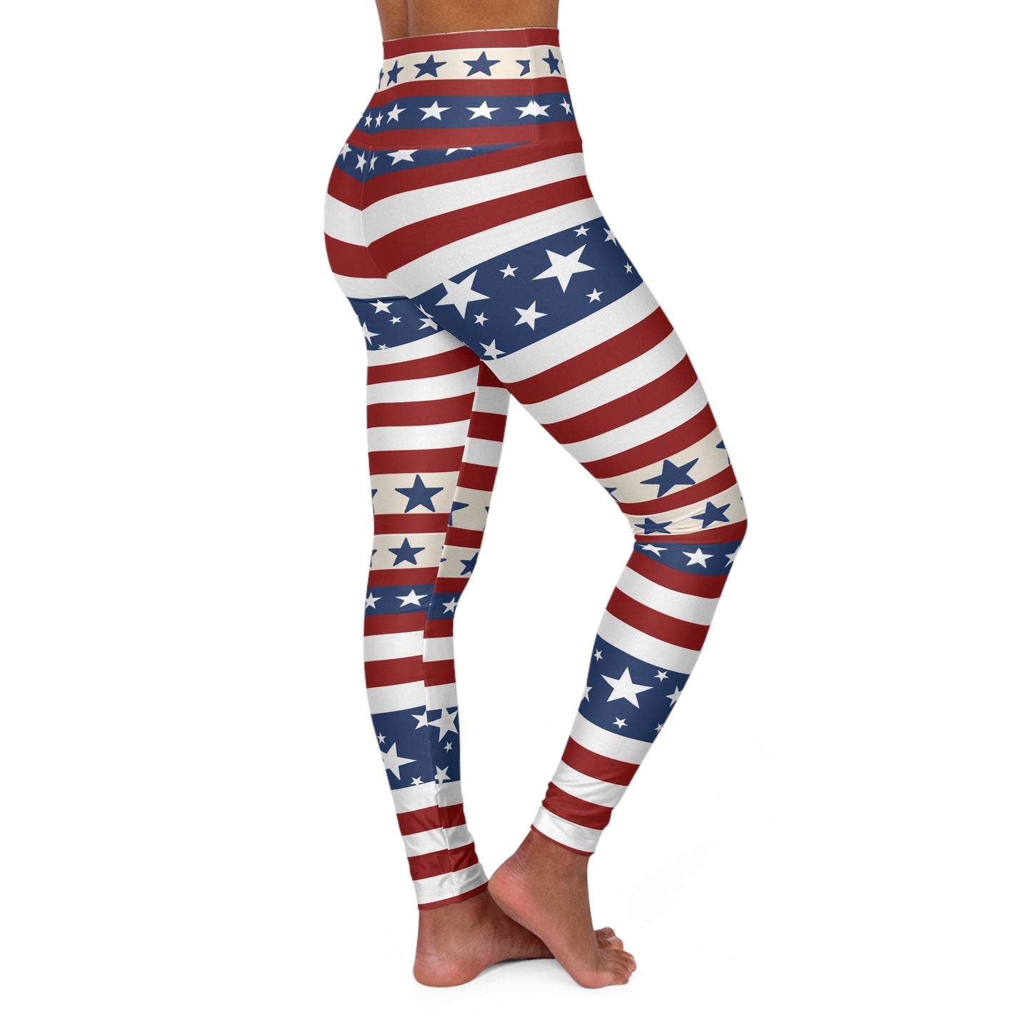 High Waist Stars and Stripes Leggings, Patriotic USA Independence Day Designs - Printspirationz
