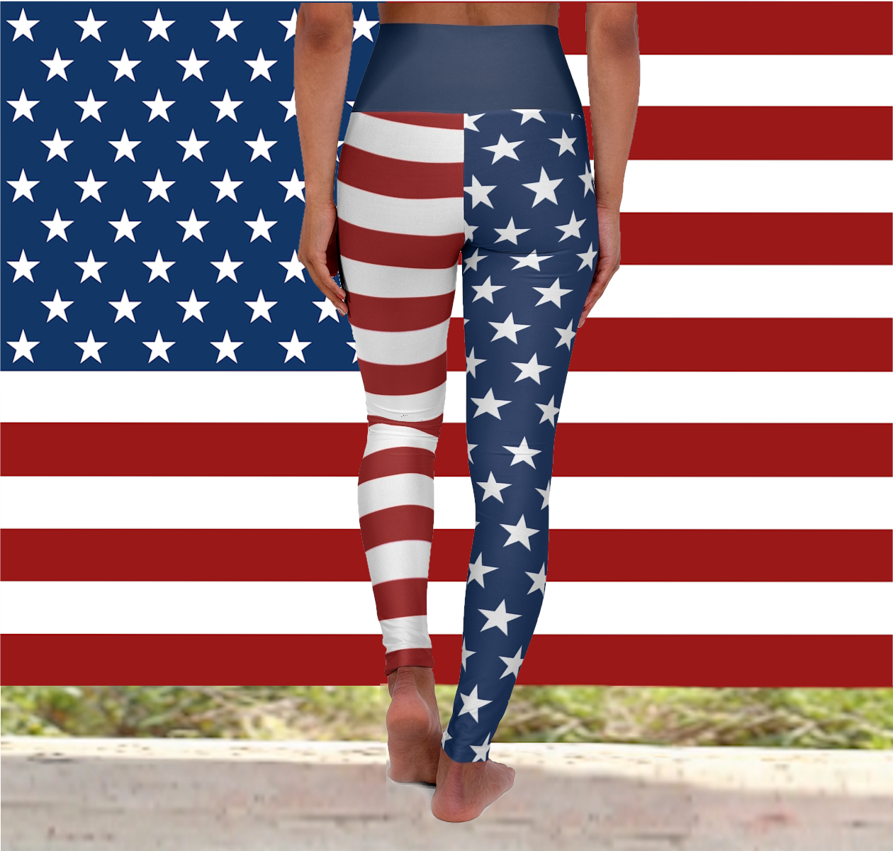 High Waist Stars and Stripes Leggings, Patriotic USA Independence Day Designs - Printspirationz