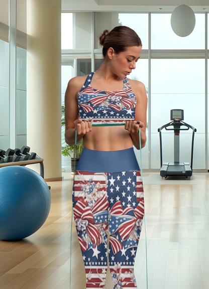 High Waist Stars and Stripes Leggings, Patriotic USA Independence Day Designs - Printspirationz