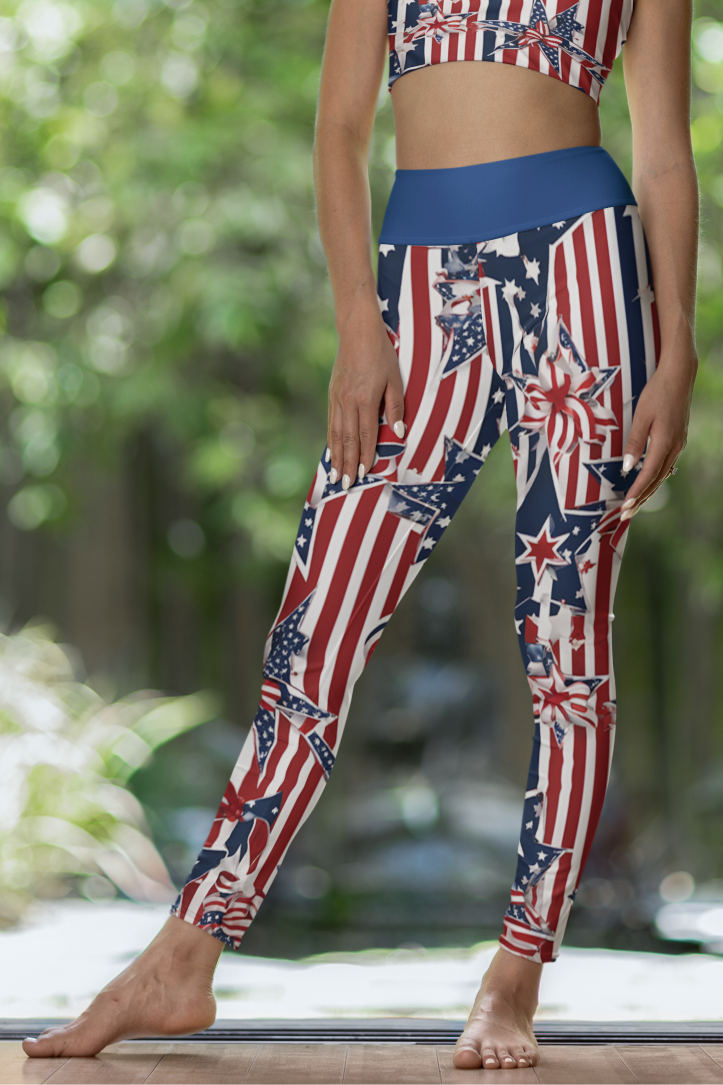 High Waist Stars and Stripes Leggings, Patriotic USA Independence Day Designs - Printspirationz