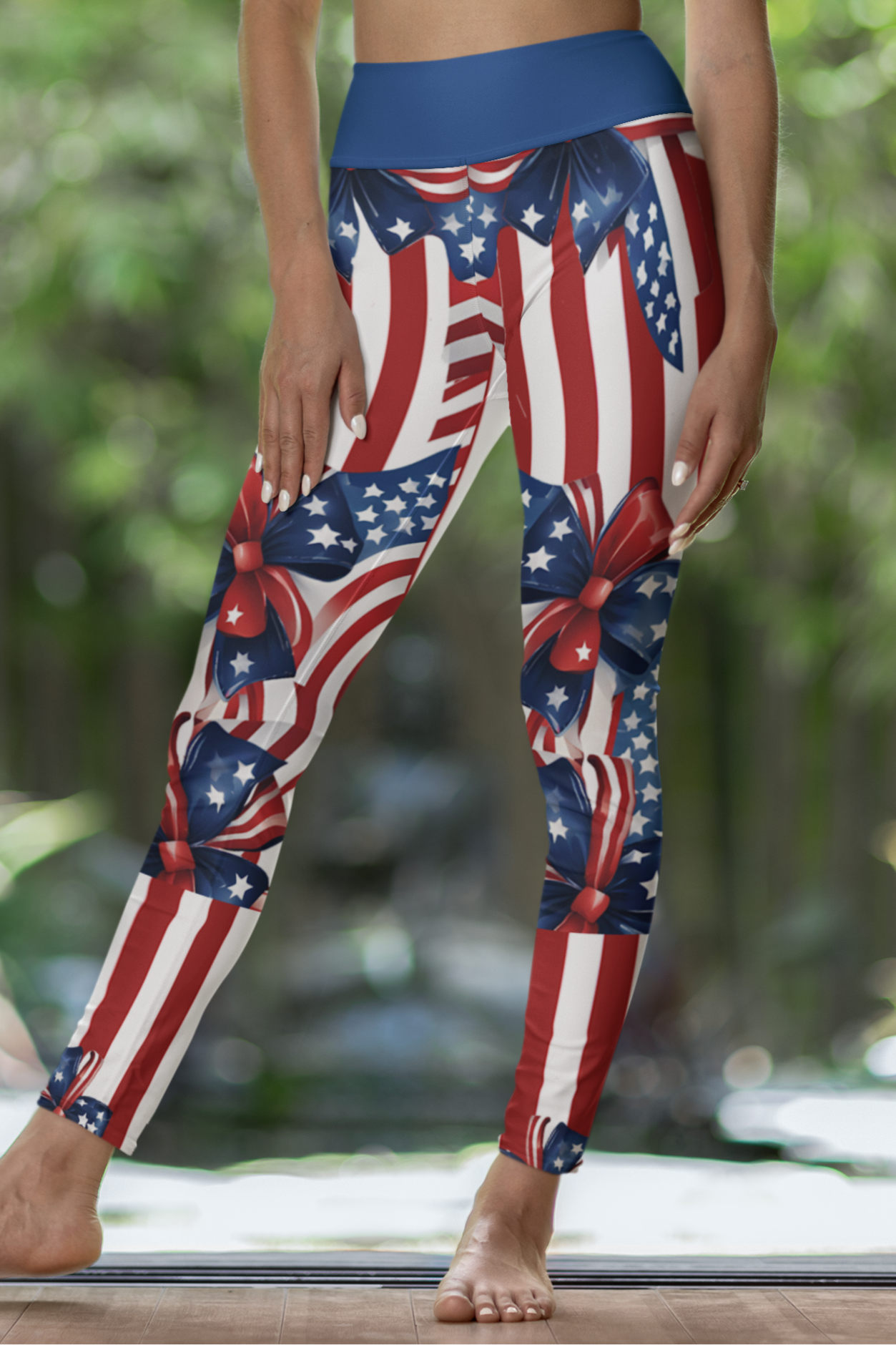 High Waist Stars and Stripes Leggings, Patriotic USA Independence Day Designs - Printspirationz