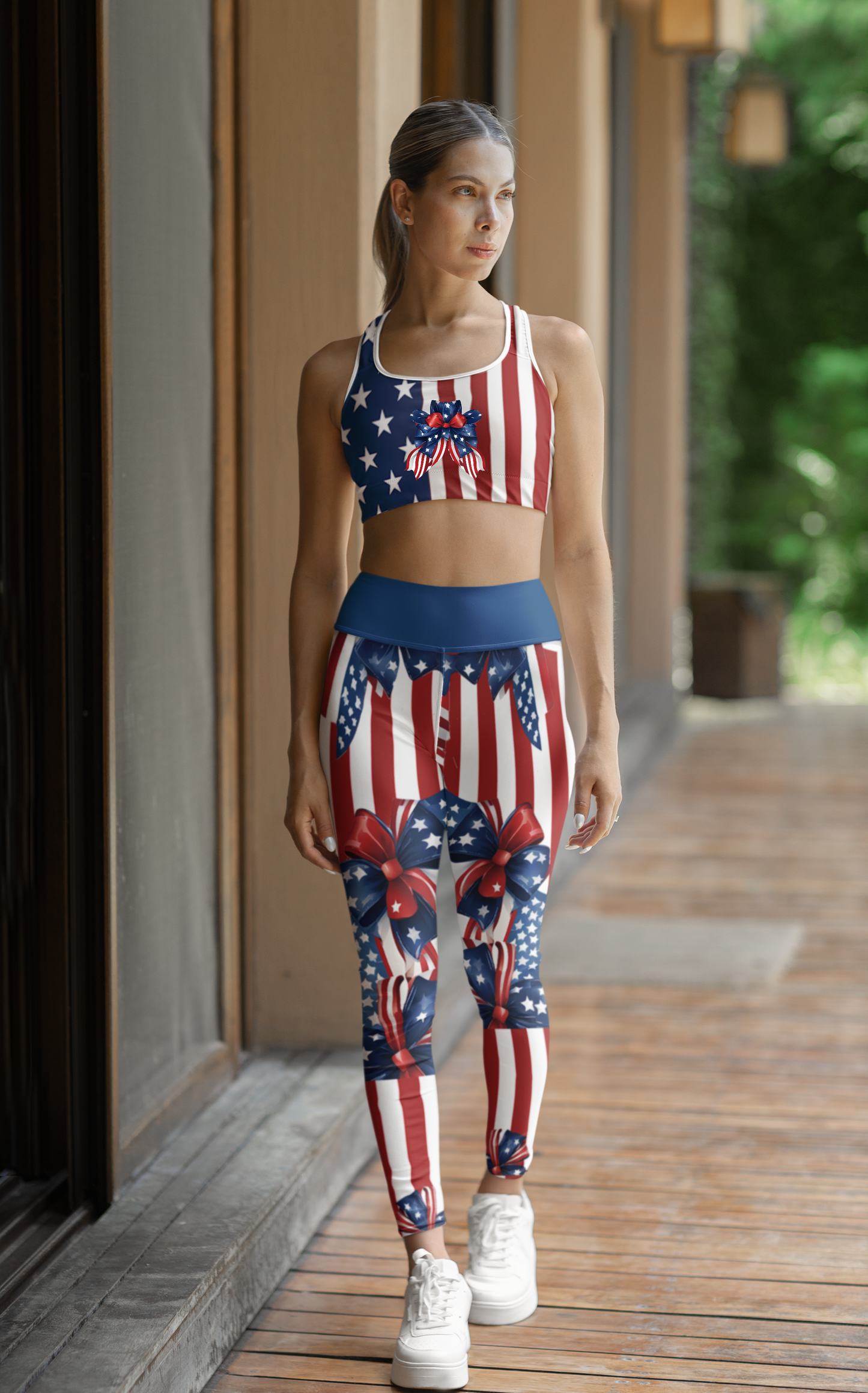 High Waist Stars and Stripes Leggings, Patriotic USA Independence Day Designs - Printspirationz
