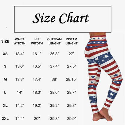High Waist Stars and Stripes Leggings, Patriotic USA Independence Day Designs - Printspirationz