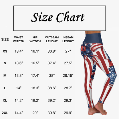High Waist Stars and Stripes Leggings, Patriotic USA Independence Day Designs - Printspirationz