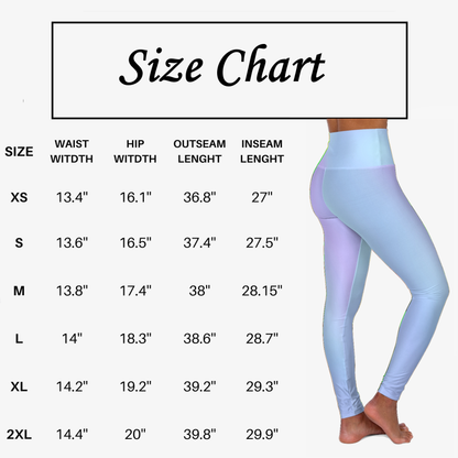High Waist Yoga Leggings Vibrant Gradient Colored - Light Blue - Printspirationz