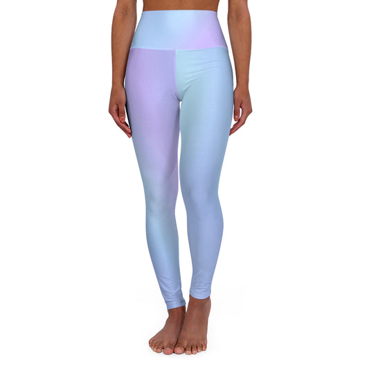 High Waist Yoga Leggings Vibrant Gradient Colored - Light Blue - Printspirationz